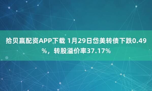 拾贝赢配资APP下载 1月29日岱美转债下跌0.49%，转股溢价率37.17%